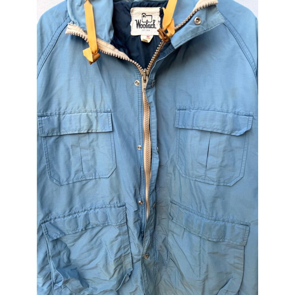 Woolrich Hooded Utility Jacket Blue Zip Front Outdoor Jacket Mens M - Picture 5 of 6